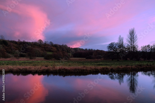 Sunset on the River Wey in Godalming, Surrey, UK © Alexandra