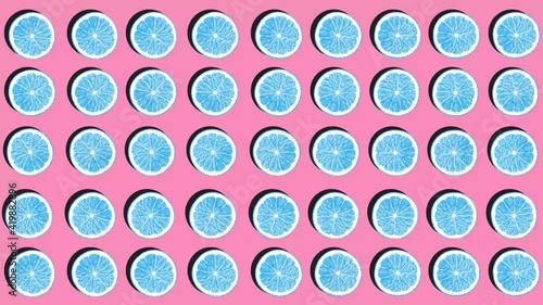 LEMON ON PINK BACKGROUND.SURREAL MOTION GRAPHIC. PSYCHEDELIC PATTERN FOOTAGE.