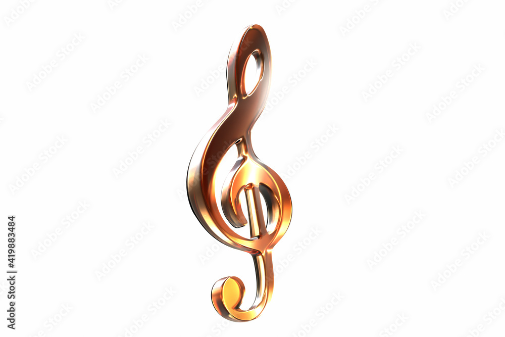 Fototapeta premium 3D render of pink glass music clef symbol isolated on white