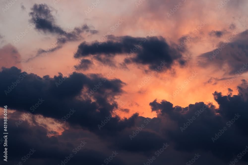 mysterious evening sky scape at sunset