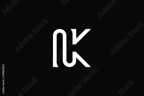NK logo letter design on luxury background. KN logo monogram initials letter concept. NK icon logo design. KN elegant and Professional letter icon design on black background. N K KN NK