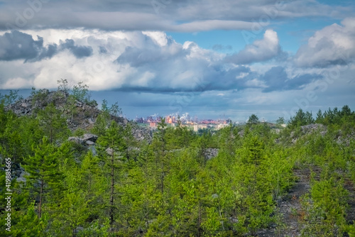 View of the city of Nizhny Tagil from the top of the mountain.