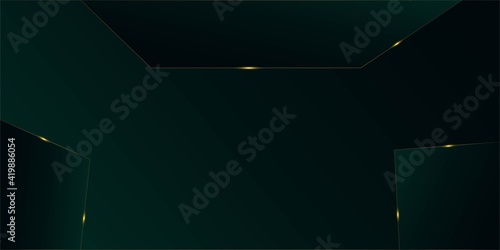 Emerald Luxury Gold Background. 3D Abstract Polygonal Sparkling