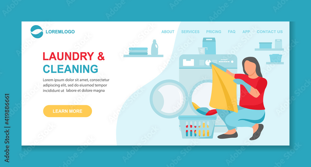 Fototapeta premium Vector Laundry Cleaning service Household Washing