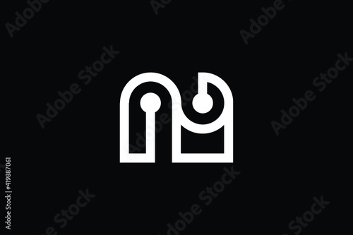 Fototapeta Naklejka Na Ścianę i Meble -  MN logo letter design on luxury background. NM logo monogram initials letter concept. MN icon logo design. NM elegant and Professional letter icon design on black background. M N NM MN