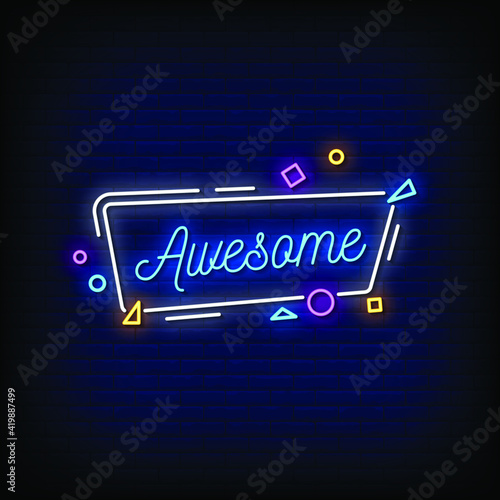 Awesome Neon Signs Style Text Vector
