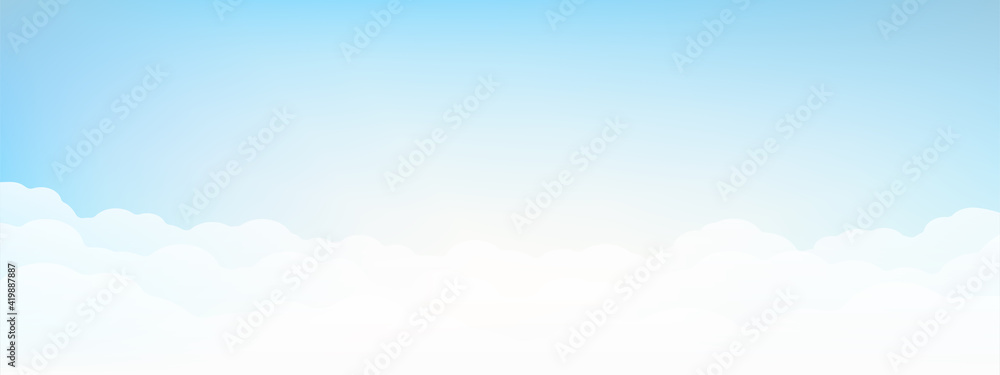 Heaven blur background abstract art. Blurred blue sky backdrop with light bokeh clouds