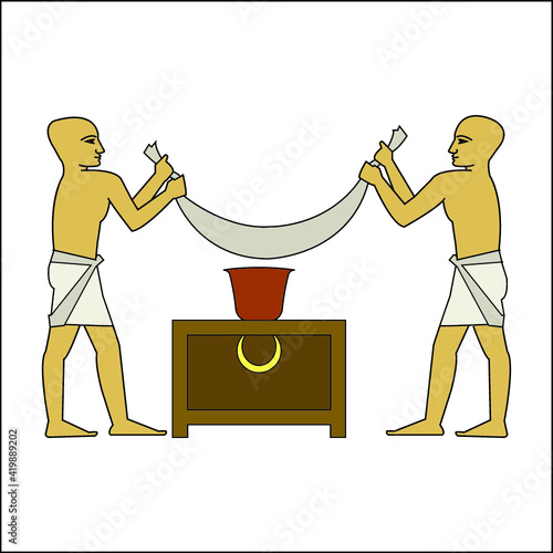Egyptian workforce, vintage engraved illustration.