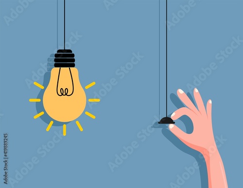 Flat Light Bulbs Turned on and Turned Off with Light Switches on