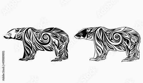 Wallpaper Mural Nice bear Floral Ornament Decoration Vector.  Torontodigital.ca