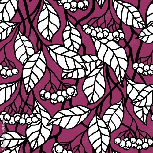 SEAMLESS PATTERN WITH WHITE BERRIES ON A PINK BACKGROUND IN VECTOR