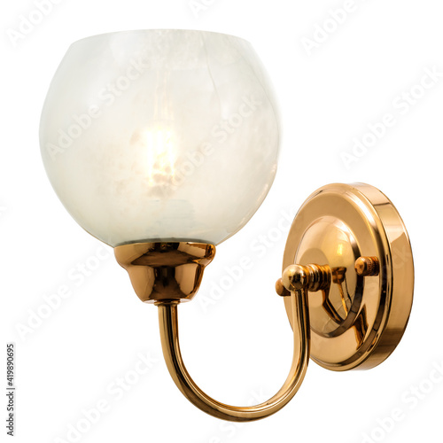 Fotografija Gold-tone sconce with white matt shade