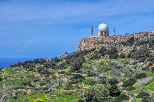 Panoramic road with a view over Dingli Cliffs and Aviation radar, Malta