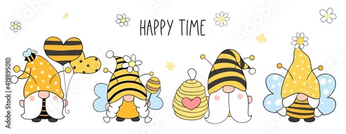 Draw bumble bee gnomes for spring and summer