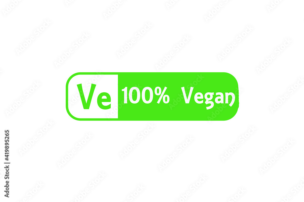 Alternative Diet Stamp Reading 100% Vegan with a Ve symbol Alternative Diet Stamp Reading 100% Vegan with a Ve symbol
