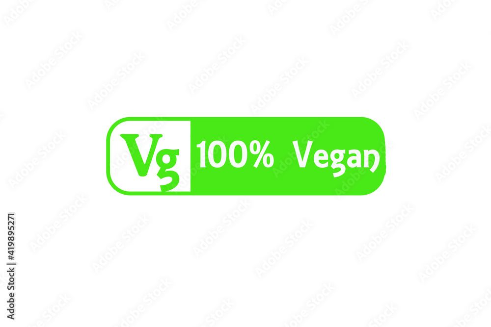 Alternative Diet Stamp Reading 100% Vegan with a Vg symbol Alternative Diet Stamp Reading 100% Vegan with a Vg symbol