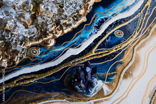 resin geode abstract art, functional art and painting