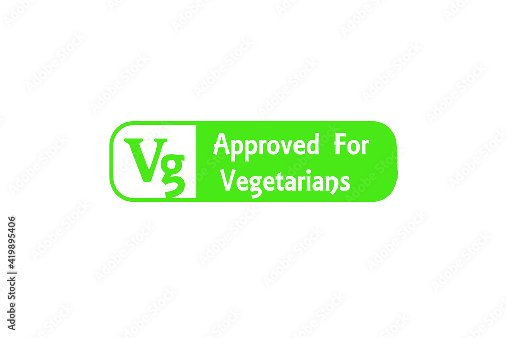Alternative Diet Stamp Reading Approved For Vegetarians with a Vg symbol Alternative Diet Stamp Reading Approved For Vegetarians with a Vg symbol