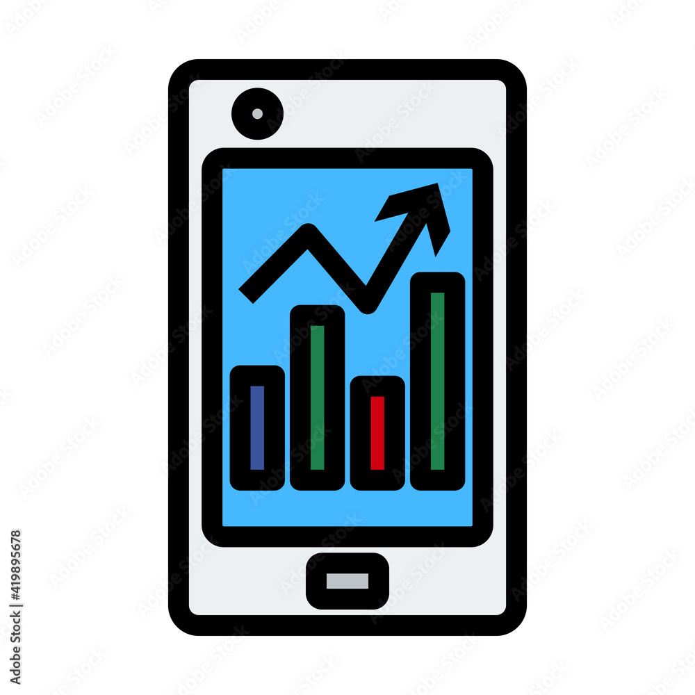 Smartphone With Analytics Diagram Icon Smartphone With Analytics Diagram Icon