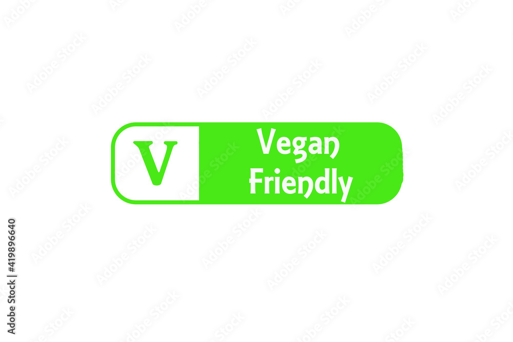 Alternative Diet Stamp Reading Vegan Friendly with a V symbol Alternative Diet Stamp Reading Vegan Friendly with a V symbol