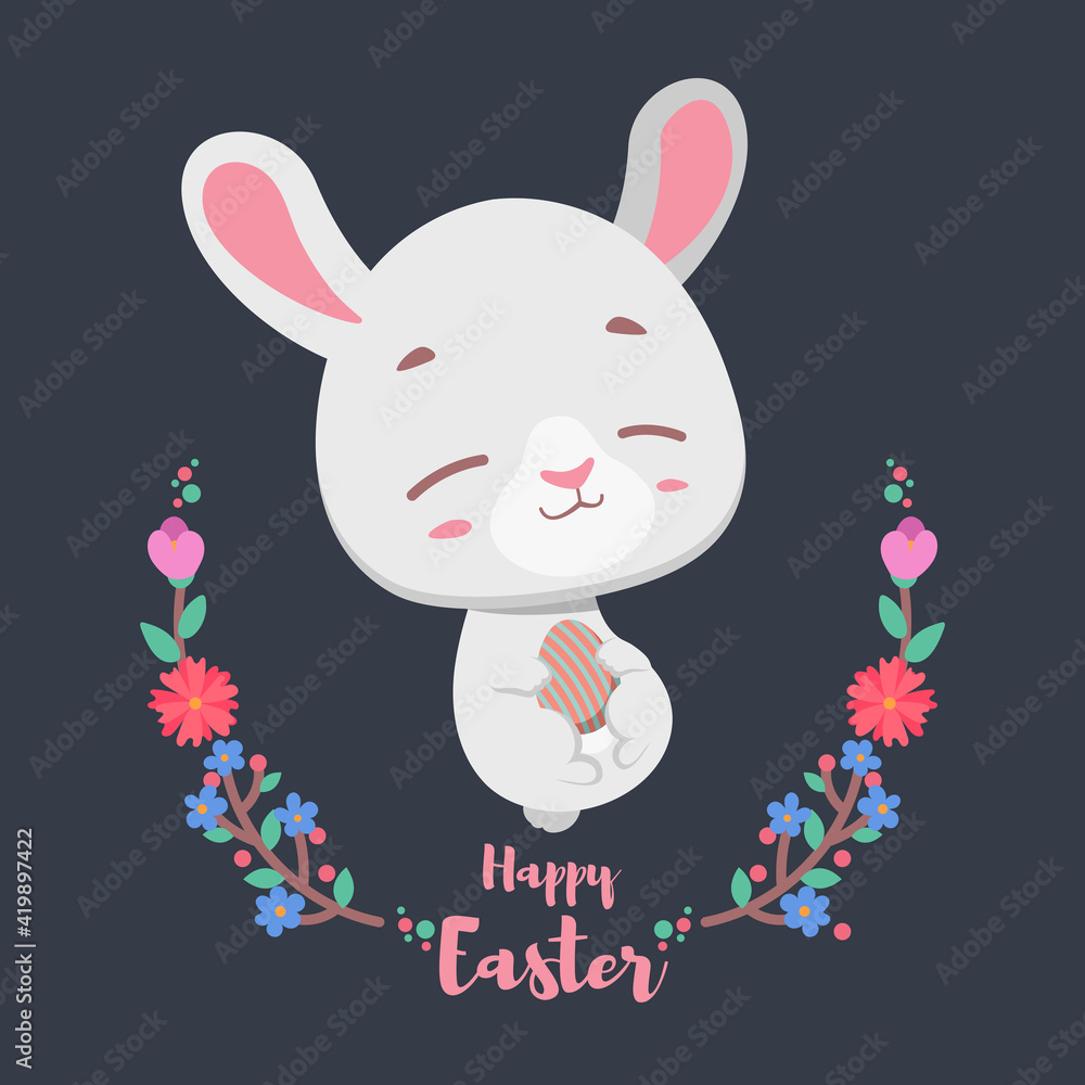 Easter bunny relaxing with festive egg in their hands Easter bunny relaxing with festive egg in their hands