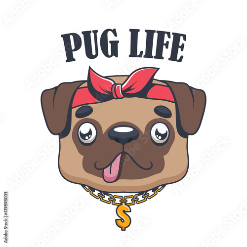 Pug life funny pun illustration