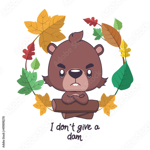 Funny beaver pun illustration