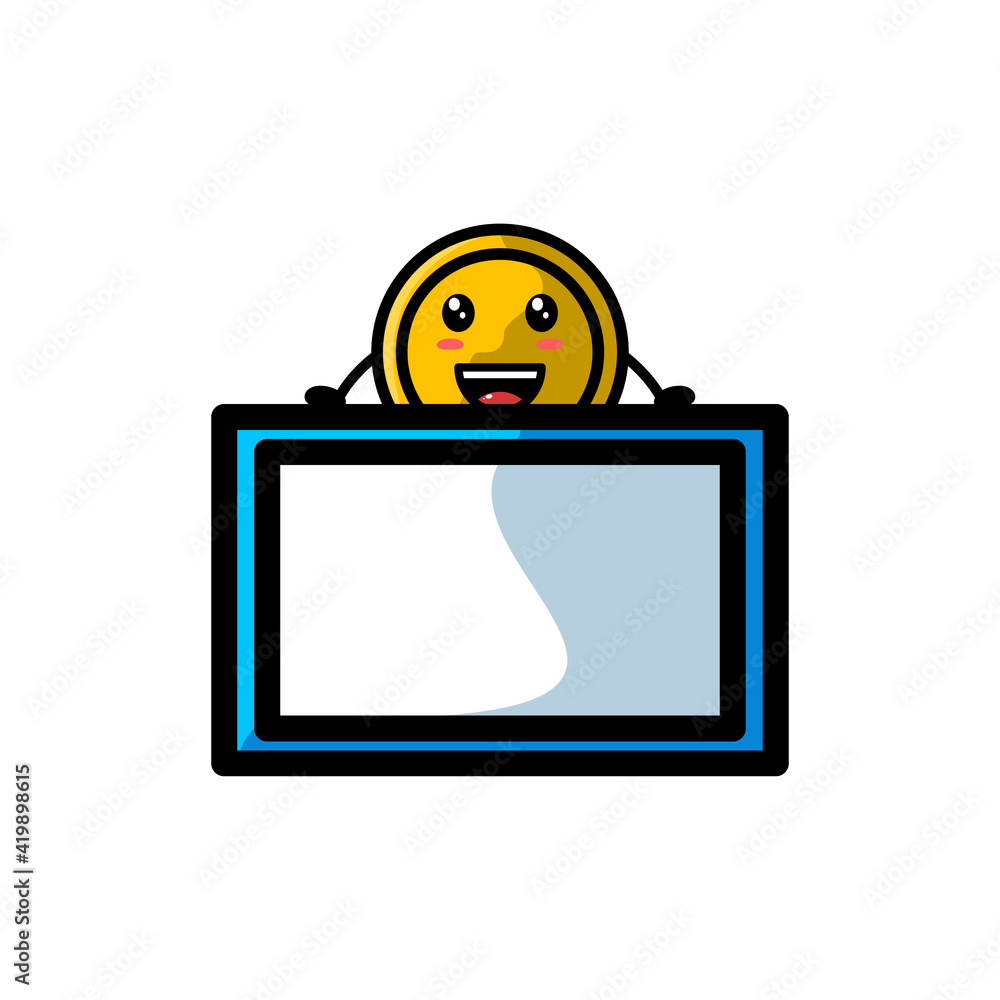 Cute Coin With Board Cartoon Character Vector Illustration Design. Outline, Cute, Funny Style. Recomended For Children Book, Cover Book, And Other. Cute Coin With Board Cartoon Character Vector Illustration Design. Outline, Cute, Funny Style. Recomended For Children Book, Cover Book, And Other.