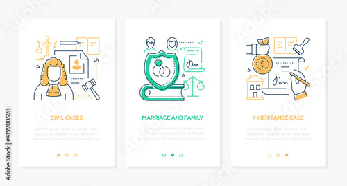 Legal services - modern line design style web banners
