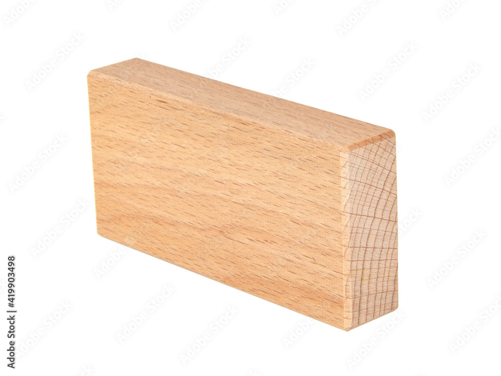 Wooden brick block with copy space isolated on the white background Wooden brick block with copy space isolated on the white background
