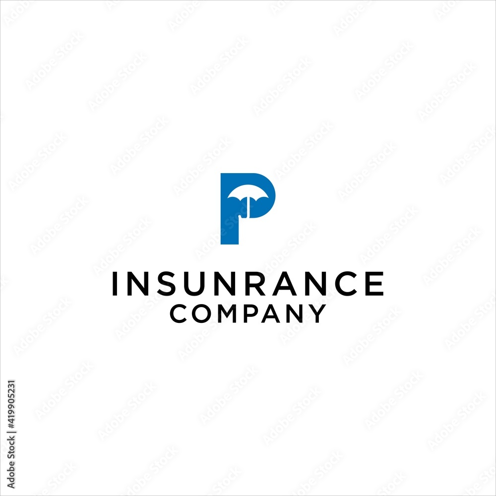 Insurance Company Logo,with Creative P logo and Umbrella Concept Icon Vector Design Insurance Company Logo,with Creative P logo and Umbrella Concept Icon Vector Design