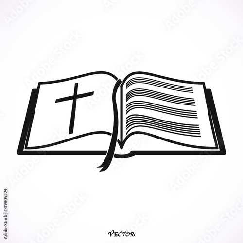 Bible Church logo. the name of the mission. Bible Society.  Icon isolated on white bockground, vector.