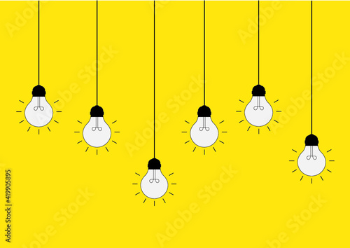 Flat bulb Icon idea vector hand draw yellow mustard 