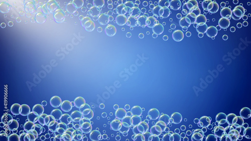 Soap cleaning foam background. Shampoo bubbles and suds.