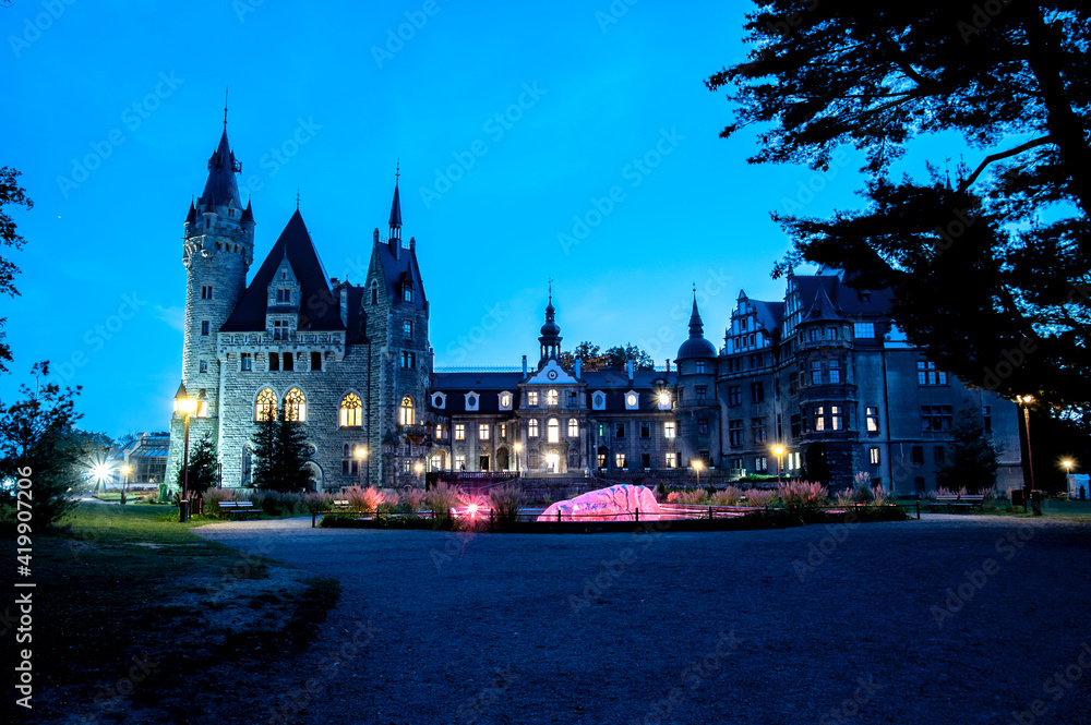 Fototapeta premium Medieval castle in Moszna, Poland