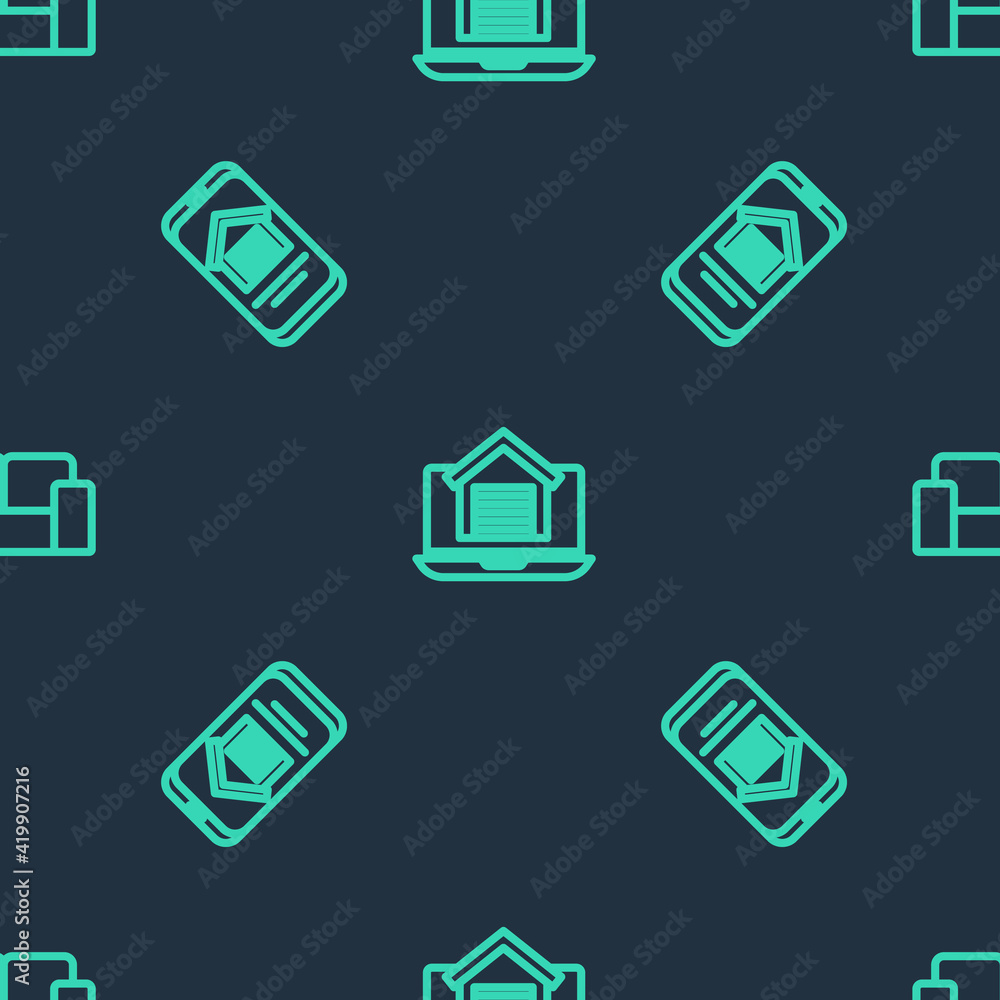 Set line Online real estate house, and Sofa on seamless pattern. Vector Set line Online real estate house, and Sofa on seamless pattern. Vector