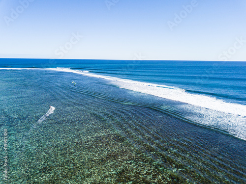 Mauritius LeMorne Lagune, Berg und Kitesurf Panorama photo