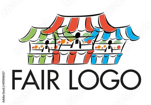 Fair logo. Stylish design. Trading stalls. Vector graphics