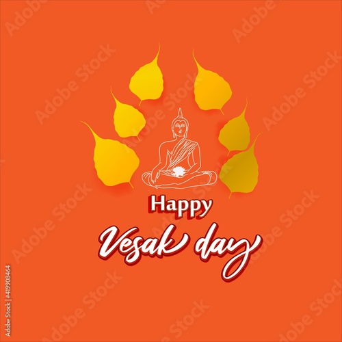 Indian Buddha Purnima festival with text, illustration is showing Buddha seating and absorbed in meditation