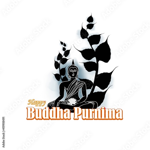 vector illustration for Indian festival with text Buddha Purnima means  Buddha Purnima