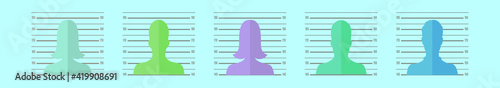 set of mugshot cartoon icon design template with various models. vector illustration isolated on blue background