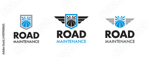 Road maintenance logo. Icon options. Vector graphics