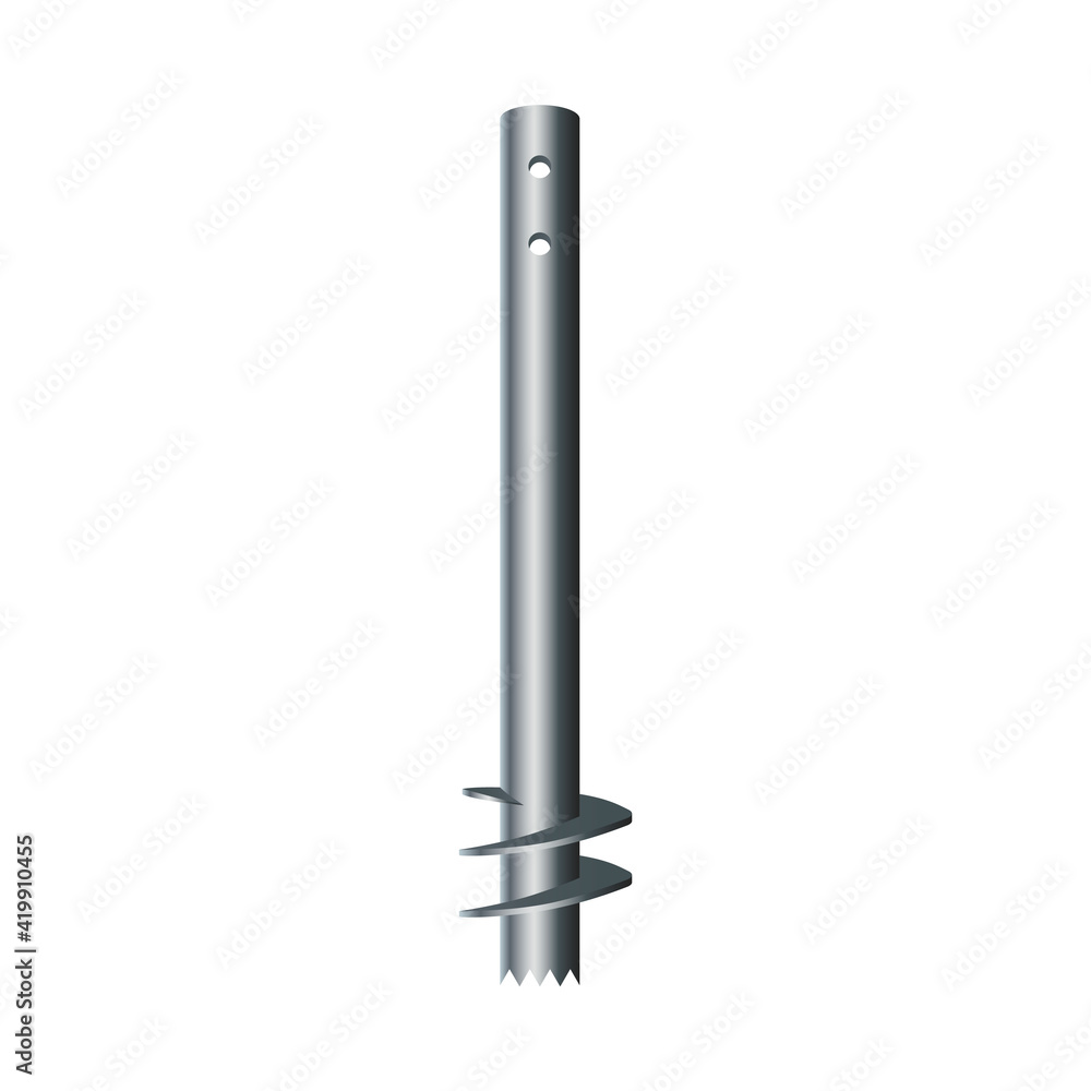 Vector illustration steel screw round pile isolated on white background. Realistic foundation pile icon in flat cartoon style. Construction material for building foundation. Vector illustration steel screw round pile isolated on white background. Realistic foundation pile icon in flat cartoon style. Construction material for building foundation.