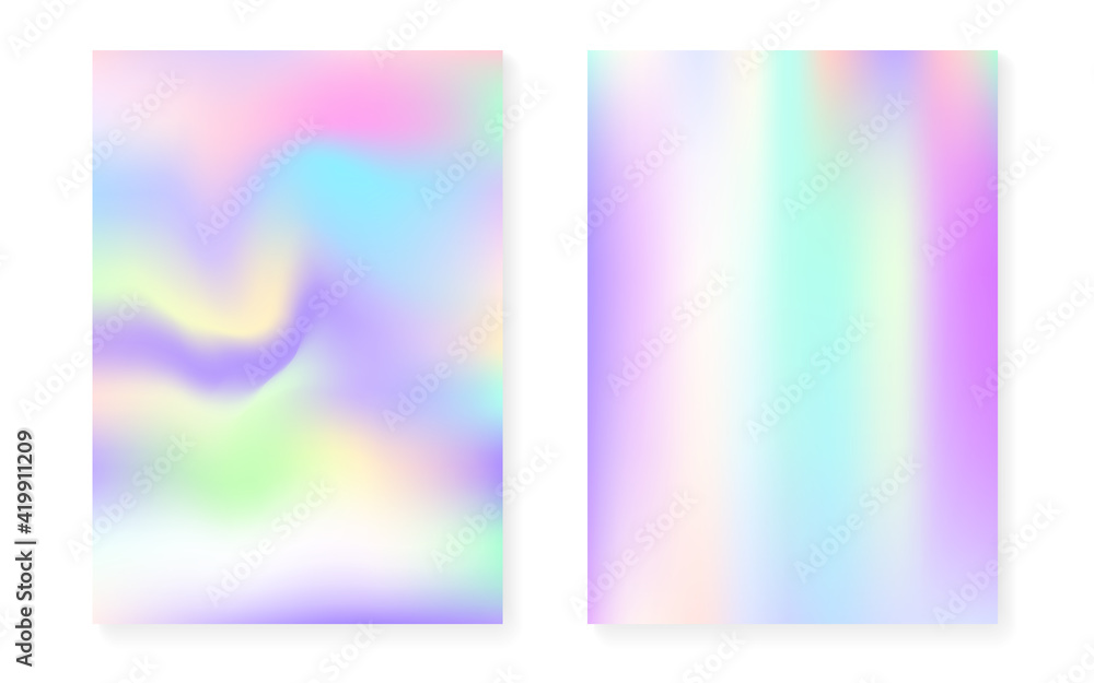 Holographic gradient background set with hologram cover. Holographic gradient background set with hologram cover.