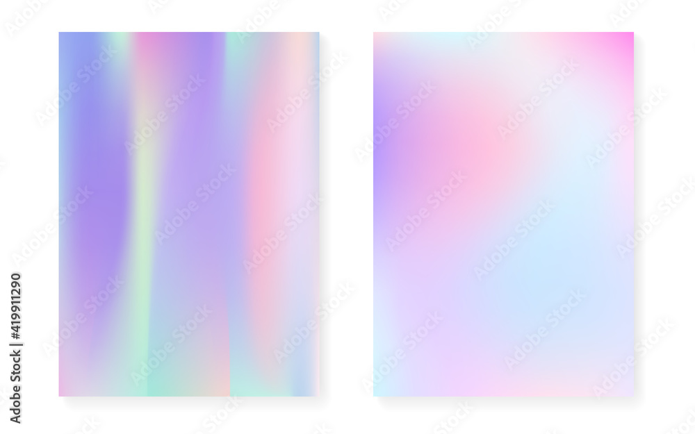 Fototapeta premium Hologram gradient background set with holographic cover.
