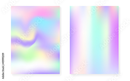 Holographic gradient background set with hologram cover.