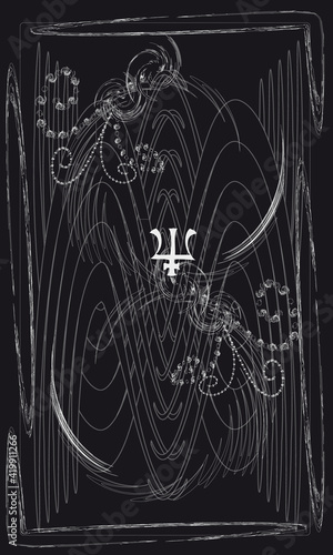 Tarot cards - back design. Neptune, astrological symbol