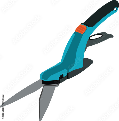 garden scissor cutting and leveling the grass