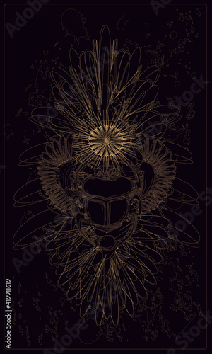 Tarot cards - back design. Scarab beetle, symbol of ancient Egypt