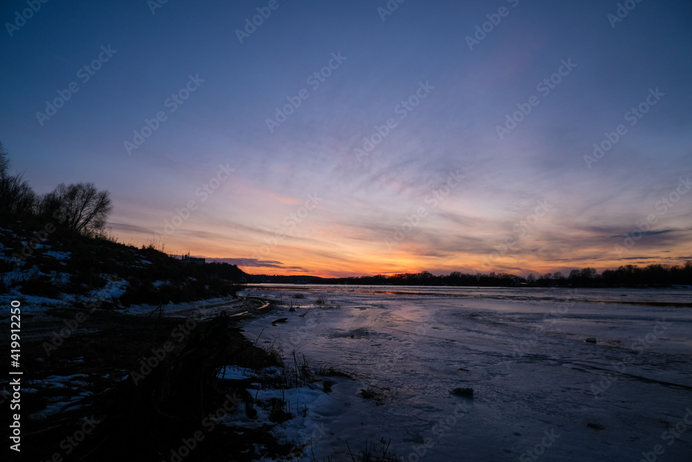 sunset over the river sunset over the river